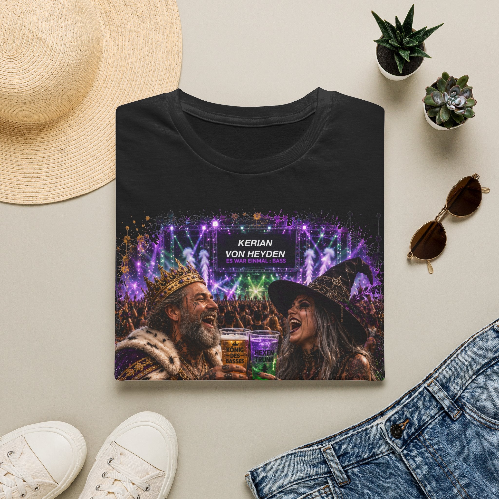 Märchenland Kollektion 8/11 - König und Hexe T-Shirt | Festival Crown Witch Hat Nightlife